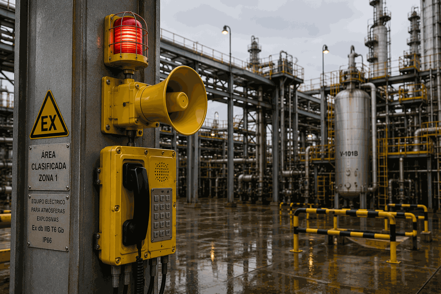Sistema de intercomunicación y voceo en área industrial clasificada
